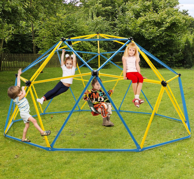 10FT Kids Outdoor Climbing Dome with Swing - Jungle Gym Climber