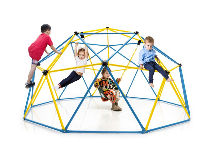 10FT Kids Outdoor Climbing Dome with Swing - Jungle Gym Climber