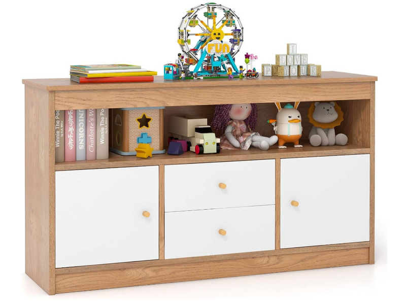 Kids Toy Storage Organizer with 2 Drawers and 2 Closed Cabinets