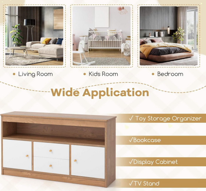 Kids Toy Storage Organizer with Drawers and Closed Cabinets