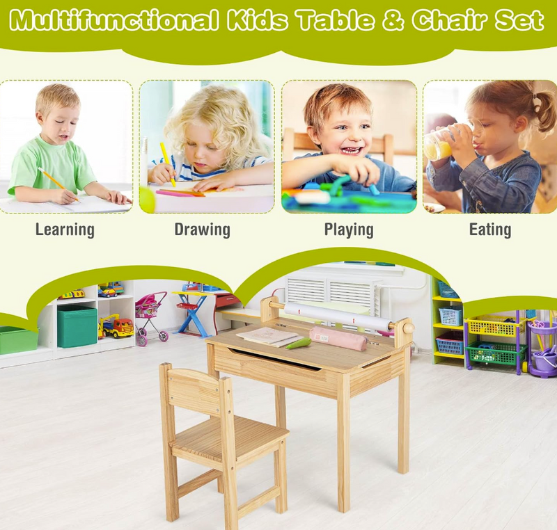 Rever Bebe wooden  Kids Table and Chairs Set