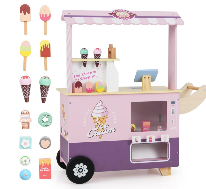 Rever Bebe Wooden Ice Cream Cart for Kids