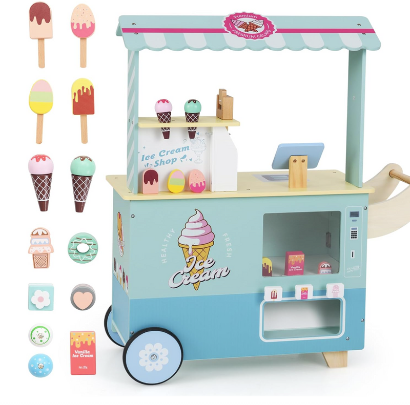 Rever Bebe Wooden Ice Cream Cart for Kids