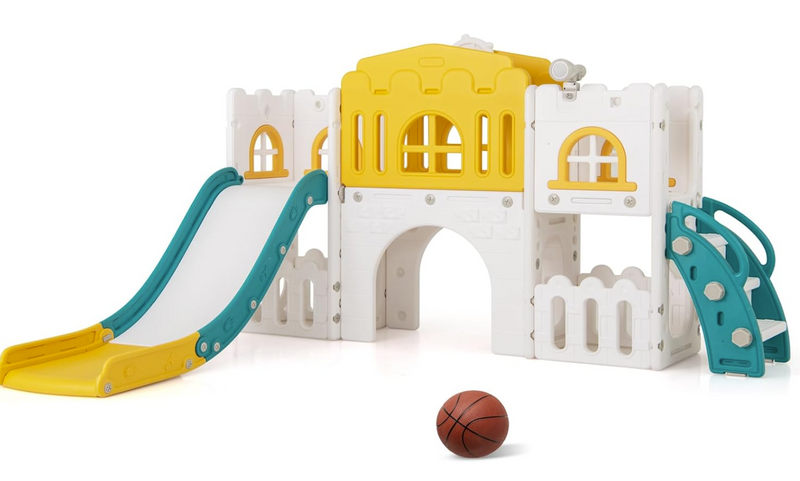 Rever Bebe Royal Castle Adventure Playset: Slide, Hoop, and Storage