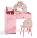 Rever Bebe 2-in-1 Kids Vanity Set w/Mirror, Princess Makeup Table