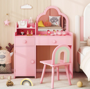 Rever Bebe 2-in-1 Kids Vanity Set w/Mirror, Princess Makeup Table