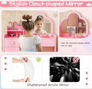 Rever Bebe 2-in-1 Kids Vanity Set w/Mirror, Princess Makeup Table
