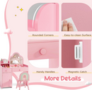 Rever Bebe 2-in-1 Kids Vanity Set w/Mirror, Princess Makeup Table