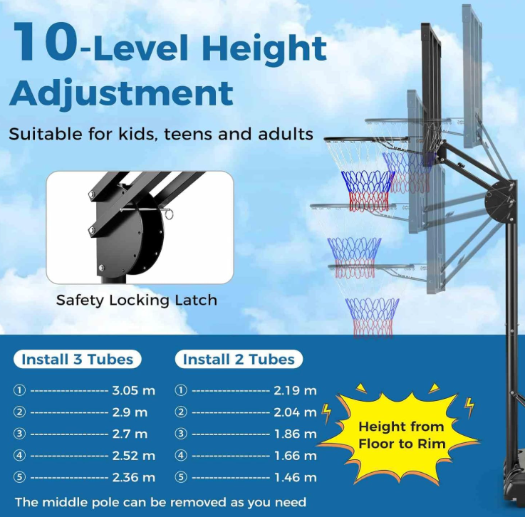 Portable All Weather Basketball Goal System w/Shatterproof Backboard