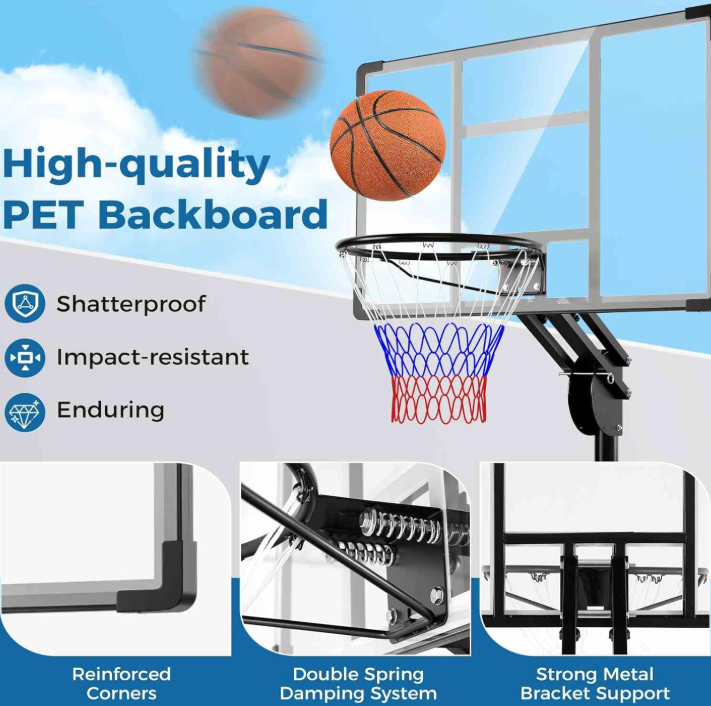 Portable All Weather Basketball Goal System w/Shatterproof Backboard