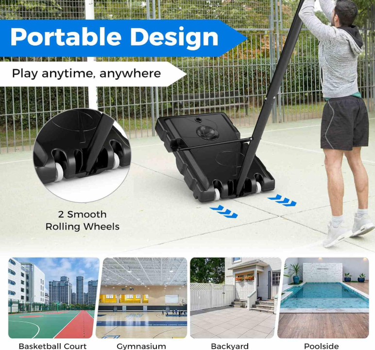 Portable All Weather Basketball Goal System w/Shatterproof Backboard