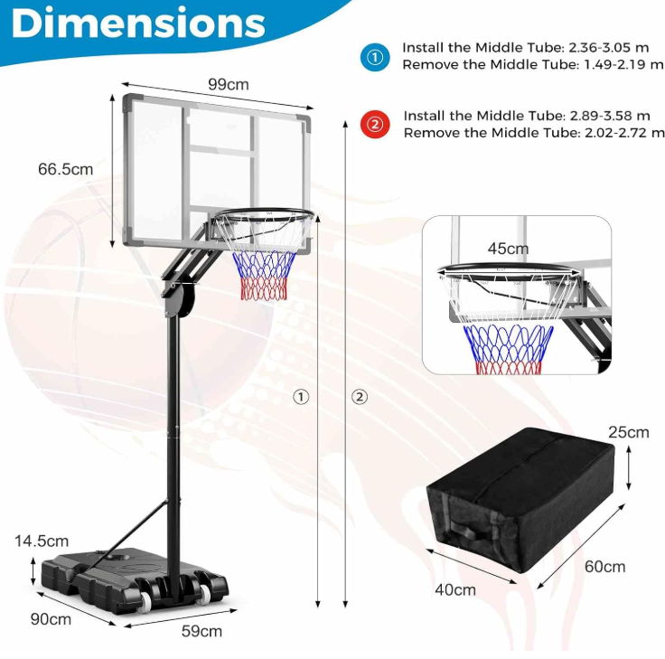 Portable All Weather Basketball Goal System w/Shatterproof Backboard