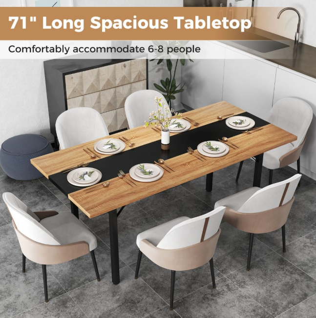 180cm Wooden Dinning Table with Metal Frame