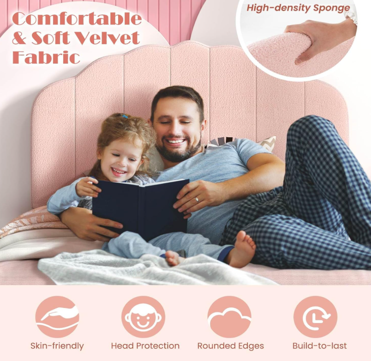 Rever Bebe Snuggle Kids single bed in pink teddy with mattress