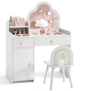 Rever Bebe 2-in-1 Kids Vanity Set w/Mirror, Princess Makeup Table