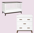 Babyletto Scoot 3 in 1 cot and  Dresser Set White/Walnut
