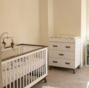 Babyletto Scoot 3 in 1 cot and  Dresser Set White/Walnut