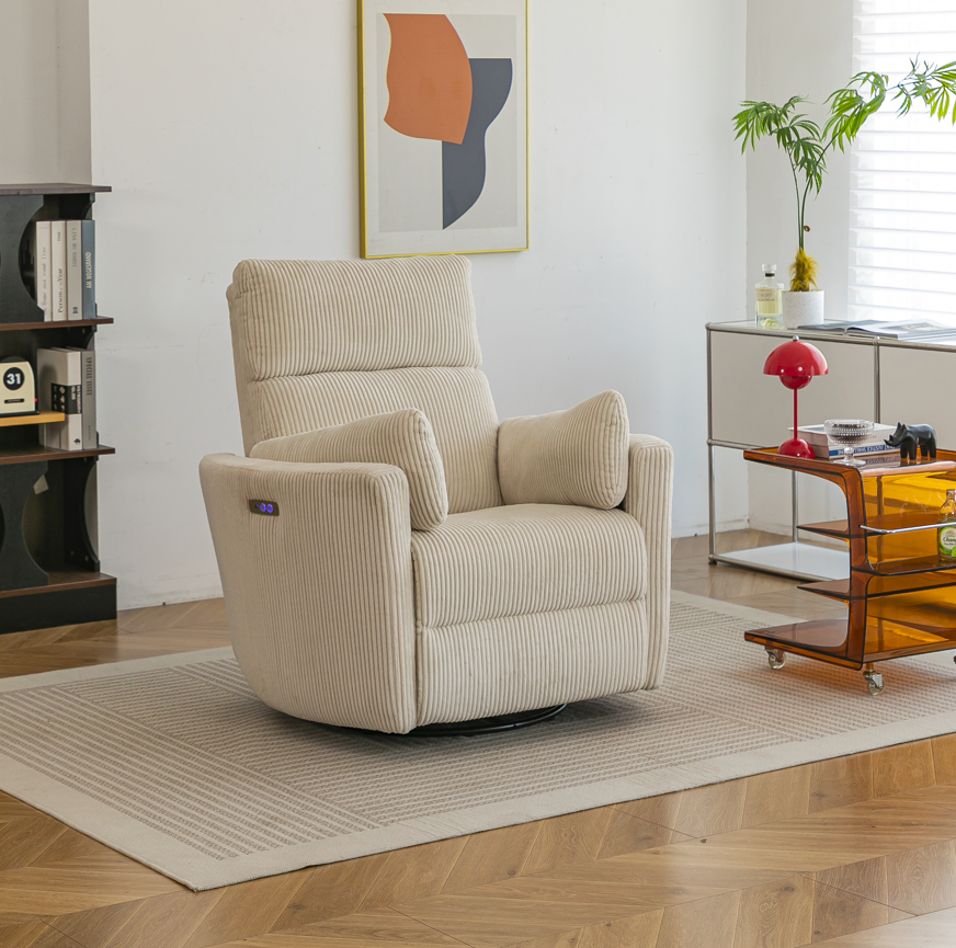 Rever Bebe Milano Electric Recliner — Taupe Corduroy