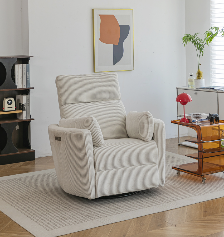 Rever Bebe Milano Electric Recliner — Coconut Corduroy