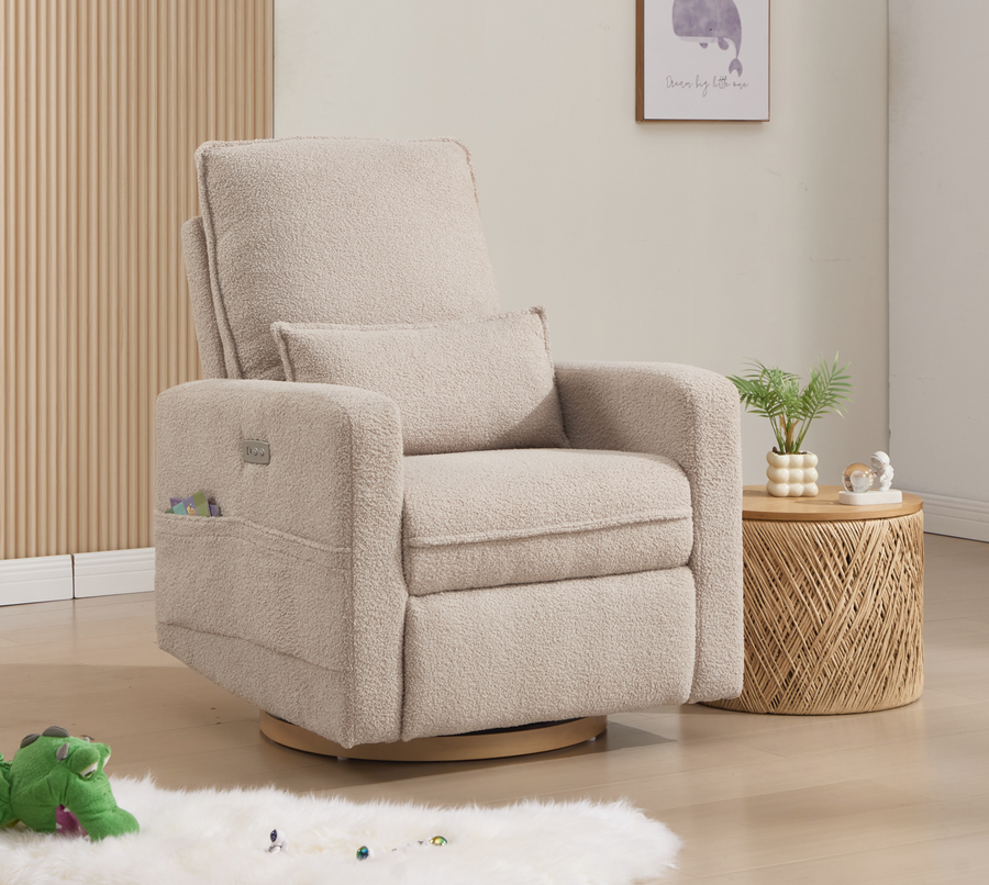Rever Bebe Serena Electric Recliner — Sandstone Teddy