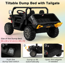 2-Seater Kids Ride On Dump Truck, 12V Electric Toy Tractor Off Road UTV