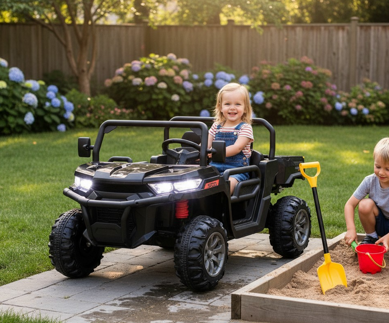2-Seater Kids Ride On Dump Truck, 12V Electric Toy Tractor Off Road UTV
