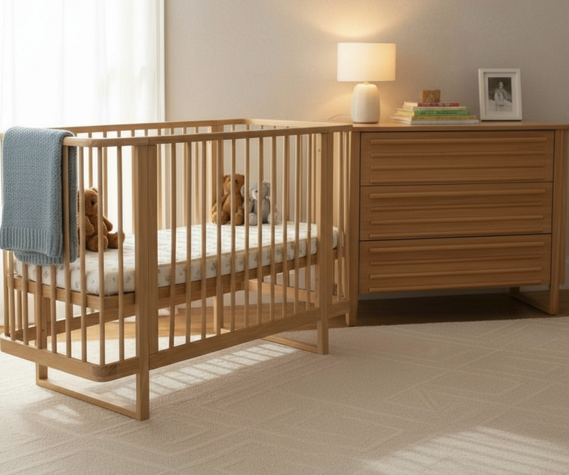 Rever Bebe Agra cot + Mattress + Dresser Nursery Package