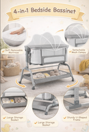 DreamNest 4 in 1 Baby Bedside Sleeper w/Rocking Mode