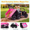 24V 2-Seater Ride-On Dump Truck with Electric Dump Bed and Music Lights for Kids - Pink - product detail 7