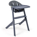 Grey highchair with detachable tray and footrest