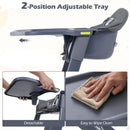 Detachable two-position tray on toddler highchair