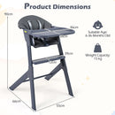 Toddler highchair shown in three use modes