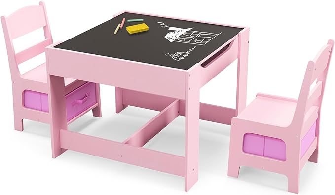 Rever Bebe Kids Wooden Table & 2 Chair Set