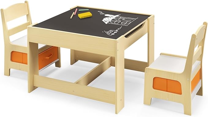 Rever Bebe Kids Wooden Table & 2 Chair Set