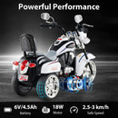 6V Kids Motorcycle 3-Wheel with Headlight and Horn White - White - product detail 8