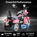 6V Kids Motorcycle 3-Wheel with Headlight and Horn White - Pink - product detail 7