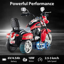 6V Kids Motorcycle 3-Wheel with Headlight and Horn White - Red - product detail 6