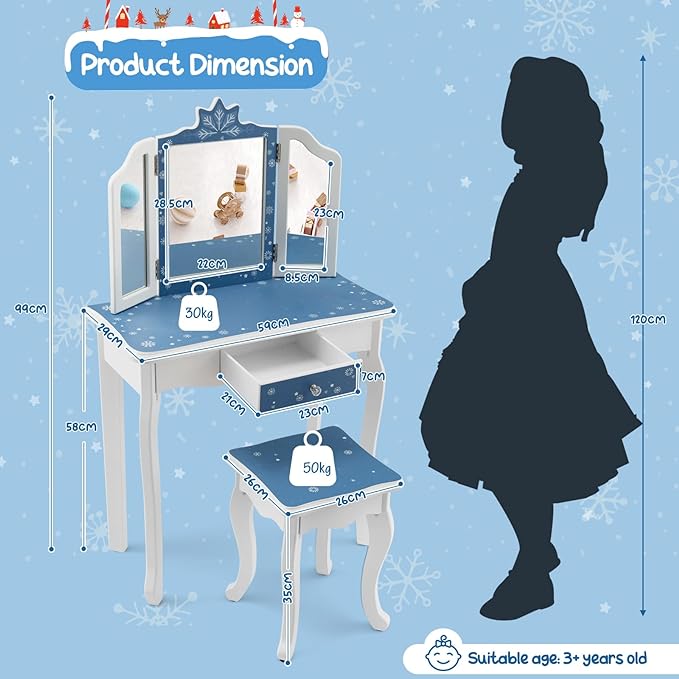 Rever Bebe Kids Vanity Table & Stool Set