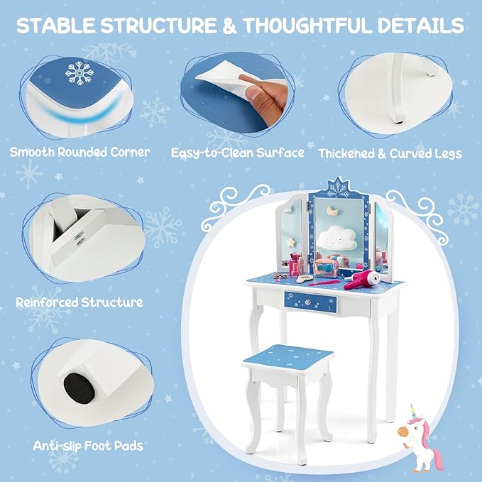 Rever Bebe Kids Vanity Table & Stool Set