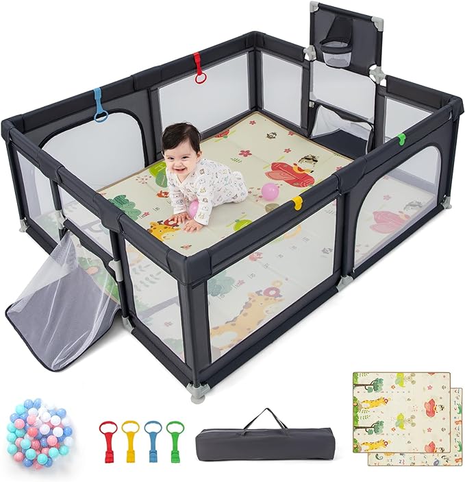 Reve Bebe Baby Playpen with Double-Sided Mat