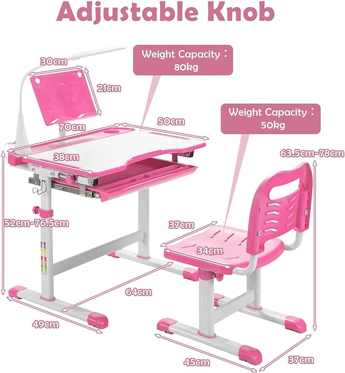 Rever Bebe Adjustable Kids Study Table and Chair Set