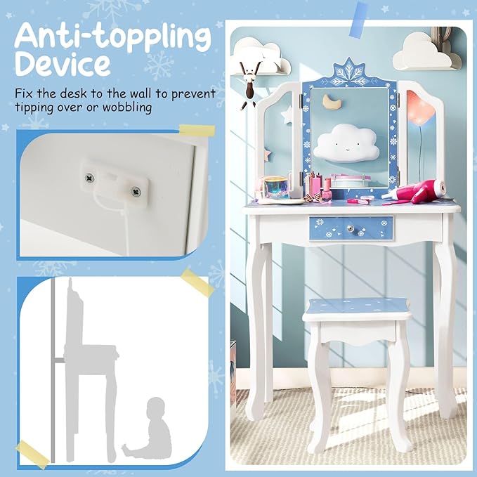 Rever Bebe Kids Vanity Table & Stool Set