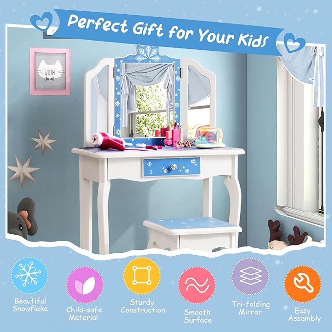 Rever Bebe Kids Vanity Table & Stool Set