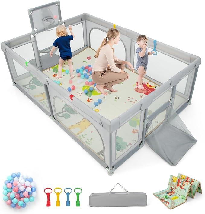 Reve Bebe Baby Playpen with Double-Sided Mat