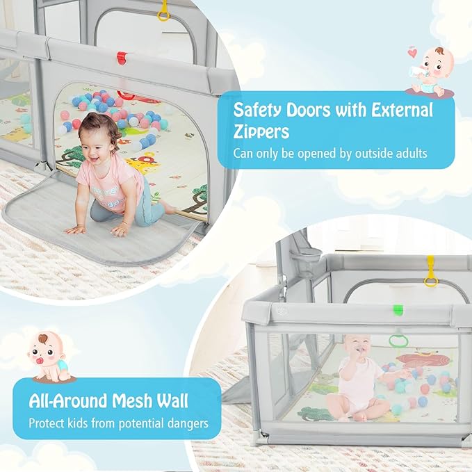 Reve Bebe Baby Playpen with Double-Sided Mat