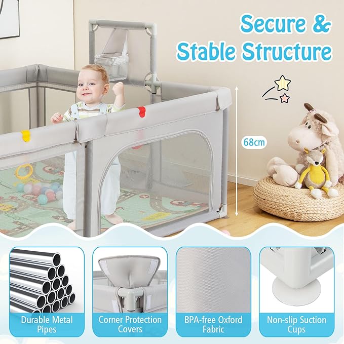 Reve Bebe Baby Playpen with Double-Sided Mat