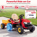 24V Ride-On Tractor with Tiltable Detachable Trailer Remote and LED - Red - product detail 11