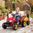 24V Ride-On Tractor with Tiltable Detachable Trailer Remote and LED - Red - product detail 1