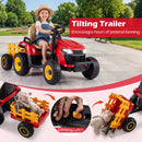 24V Ride-On Tractor with Tiltable Detachable Trailer Remote and LED - Red - product detail 6