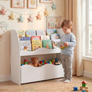 Kids Toy Storage Organizer, Wooden Montessori Bookshelf with 2 Rolling Drawers, Toddler Storage Cabinet – product image 4